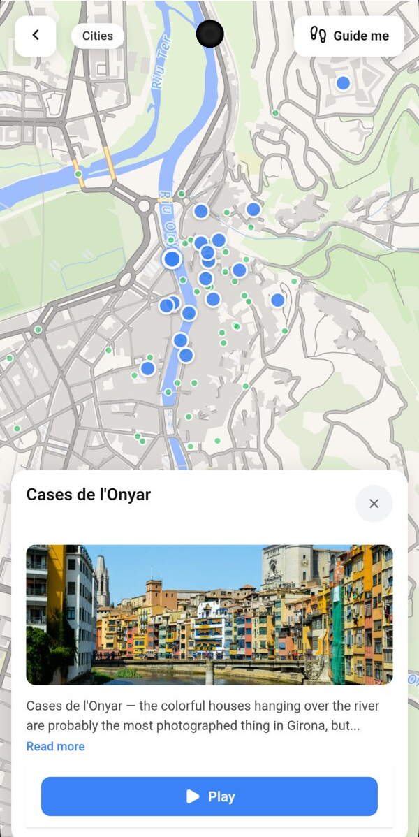 The Parlawalk app playing a story as you walk Girona